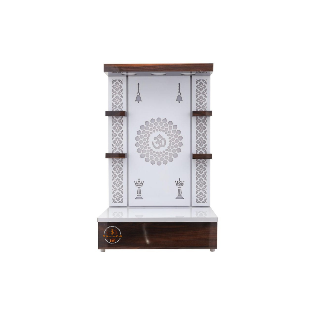 Wooden Temple With LED Light Pooja Mandir For Home